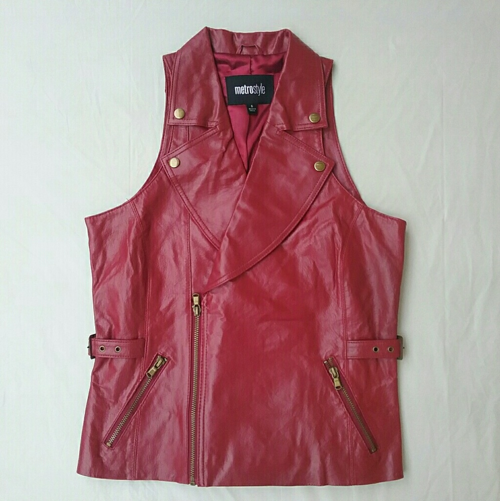 Like new faux leather maroon vest